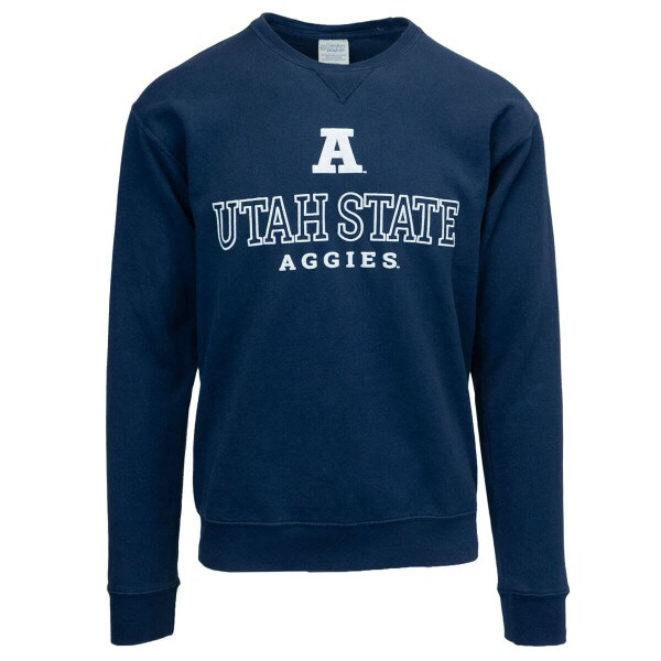 Navy A Utah State Aggies Fleece-Lined Crew Sweatshirt